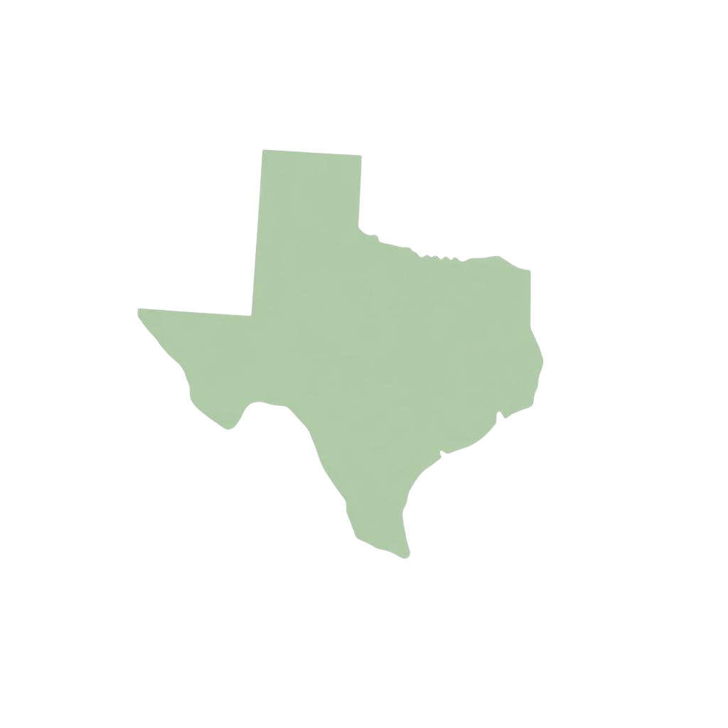 Illustrated map of Texas indicating statewide telemedicine service